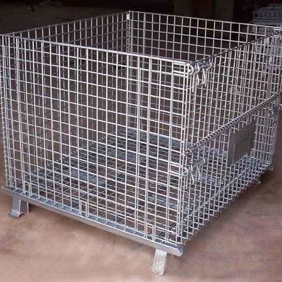 fil se pliant empilable Mesh Storage Cage en métal de grillage de transport en métal de stockage de grillage de cage verrouillable pliable de palette