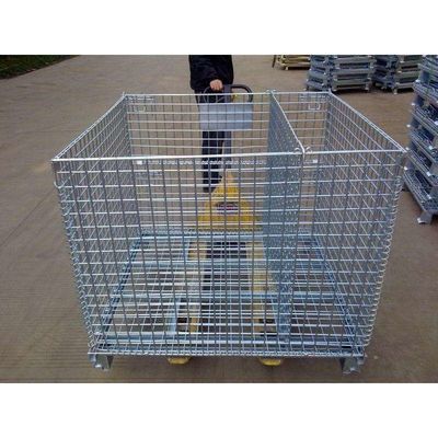 fil se pliant empilable Mesh Storage Cage en métal de grillage de transport en métal de stockage de grillage de cage verrouillable pliable de palette