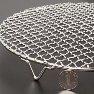 Grillage rond de barbecue, autour du grillage tissé serti par replis net de gril de barbecue de BARBECUE de l'acier inoxydable 304
