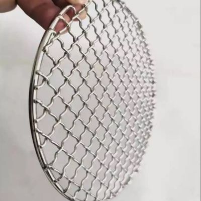 Grillage rond de barbecue, autour du grillage tissé serti par replis net de gril de barbecue de BARBECUE de l'acier inoxydable 304