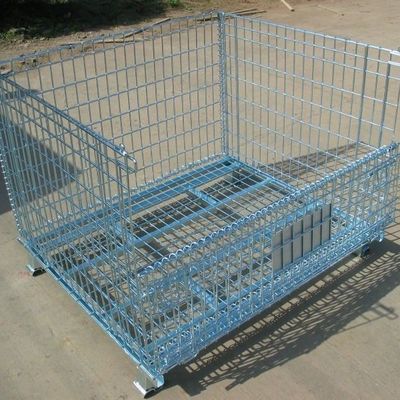 Vente directe Mesh Storage Cage bon marché fort, entrepôt pliable lourd d'usine de pliage de palette en métal de grillage verrouillable