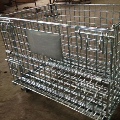 Cage galvanisée résistante de stockage avec le grillage, maille en acier d'entrepôt de fil de pliage de stockage résistant pliant de cage