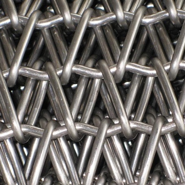 Bande de conveyeur équilibrée équilibrée de grillage de catégorie comestible de bande de conveyeur d'armure d'acier inoxydable de bande de conveyeur d'armure avec des chaînes