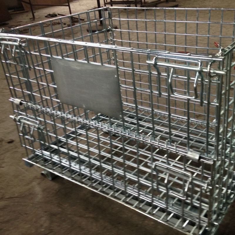 Cage galvanisée résistante de stockage avec le grillage, maille en acier d'entrepôt de fil de pliage de stockage résistant pliant de cage