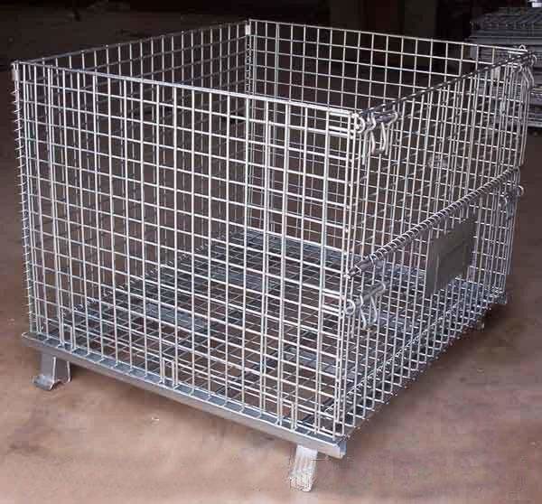 fil se pliant empilable Mesh Storage Cage en métal de grillage de transport en métal de stockage de grillage de cage verrouillable pliable de palette